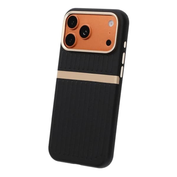 Luggage Spliced Leather Texture Magnetic Phone Case For iPhone 17 Pro Max/18 Pro Max Black Svart