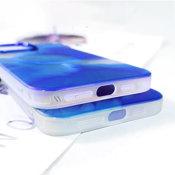 iPhone 14 Plus MagSafe Phone Case - Blue Abstract Blå