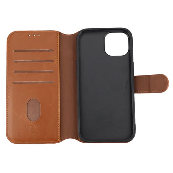 RV Magnetic Wallet Case iPhone 15 Brown Brun