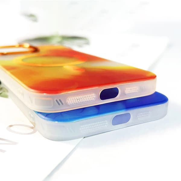 iPhone 14 Plus MagSafe Phone Case - Orange Abstract Orange