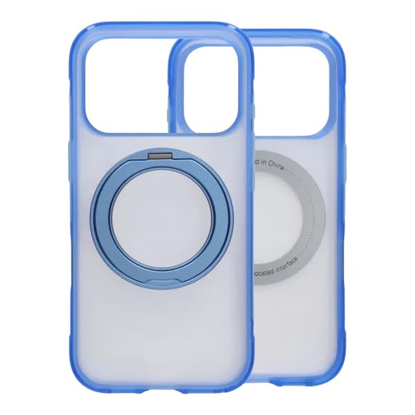 360-degree Rotating Stand Matte Magnetic Shockproof Airbag  Case  For iPhone 17 Pro /18 Pro Blue