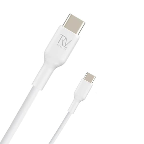 Rvelon USB-C till USB-C Kabel 2m - Vit Vit