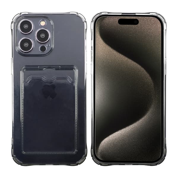 Shockproof Case with Card Holder iPhone 15 Pro Black Svart