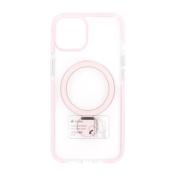 Pindun 360°Rotating Stand Magnetic Case For iPhone 14/13 Pink Transparent