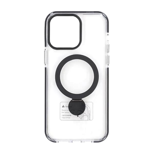 Pindun 360°Rotating Stand Magnetic Case For iPhone 14 Pro Black Transparent