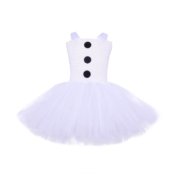 3-delat Set Vit Snögubbe Tutu Klänning Hårband + Halsduk Julset 90CM