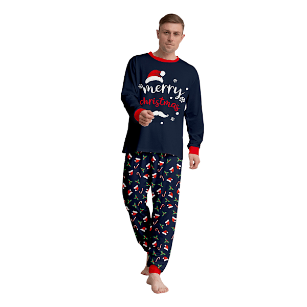 Julpyjamas för Familjen - Matchande Pyjamas med Tomteluva Tryck för Vuxna, Barn och Spädbarn - Nattkläder Men M