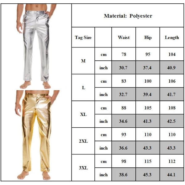 Mäns Metallic Discobyxor 70-tal/80-tal Paillettenbyxor Festklubbbyxor Nattklubb Discobyxor Fest Glittrande Andningsbara Joggingbyxor Black M