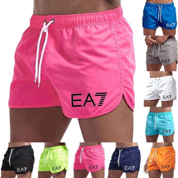 EA 7 badshorts för män, badbyxor, simshorts, badkläder, strand, sommar, gym, fitness White XL