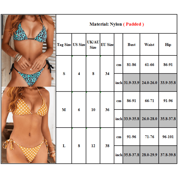 Dam Sexig Halter Bikini Baddräkt & Låg midja remsbyxor Sommar #5 M