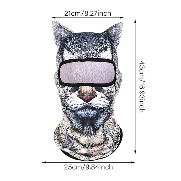 3D Kissa Balaclava Maski Korvilla Musiikkifestivaaleille Juhliin Ulkoiluun Black cat