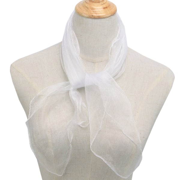 Damhals sidenscarf Transparent Elegant Wrap Shawl Party White 60*60CM