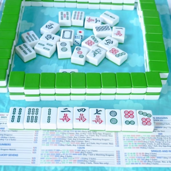 2025 Mahjong -kortit, 4 kpl viralliset standardikäsien säännöt Mah-Jongg -kortit vihreä 4PCS