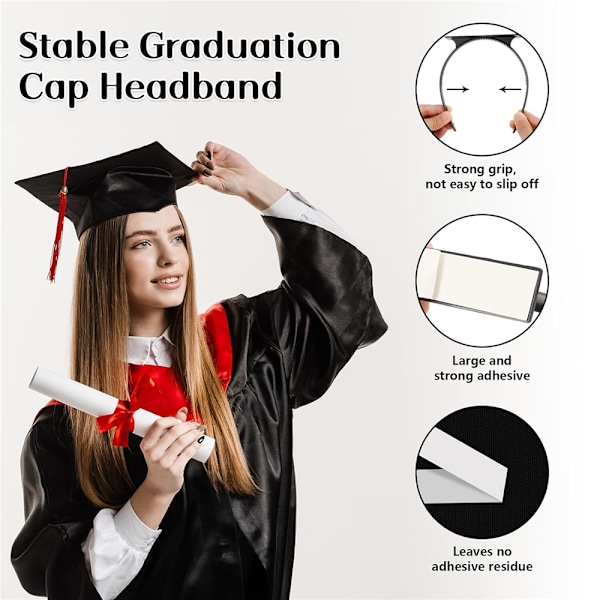 Mösshattband - Grad Cap Headband Säkrar Din Examenshatt 2PCS