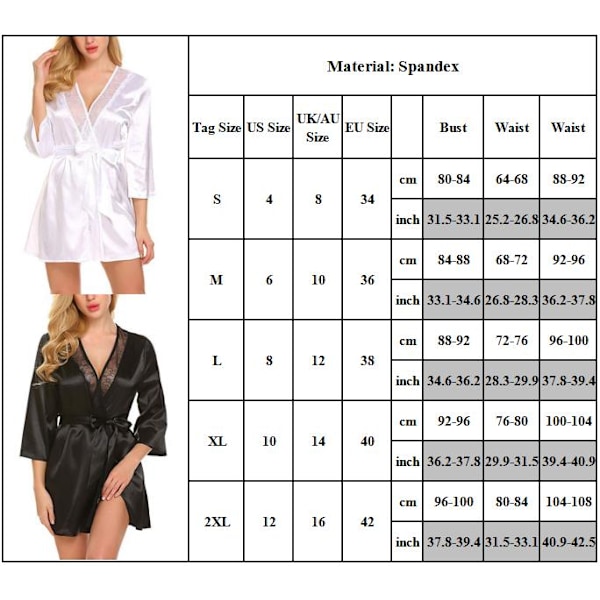Damunderkläder Satin Siden Nattkläder Damer Sexig Spets Nattlinne Omlottklänning Morgonrock Red XL
