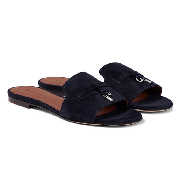 LORO PIANA Sommar Charm Suedetofflor Black 38