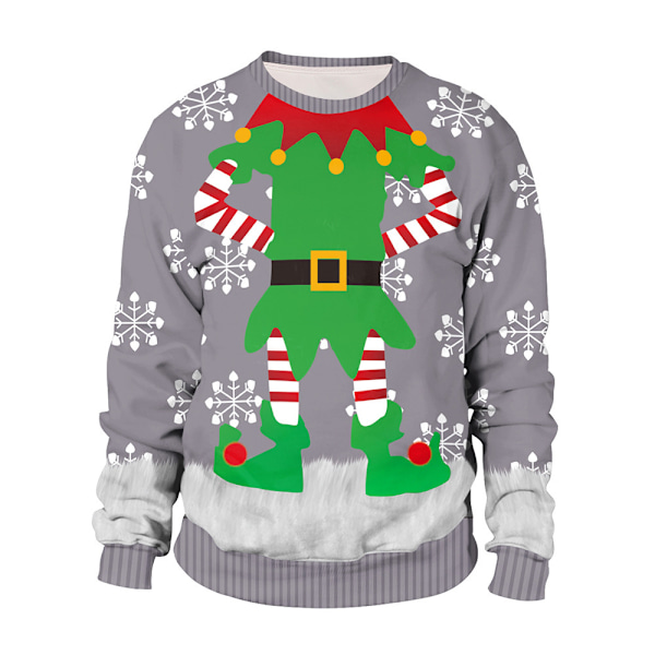 Grim Julesweater Sjov 3D Sweater Langærmet Pullover til Kvinder Mænd C M