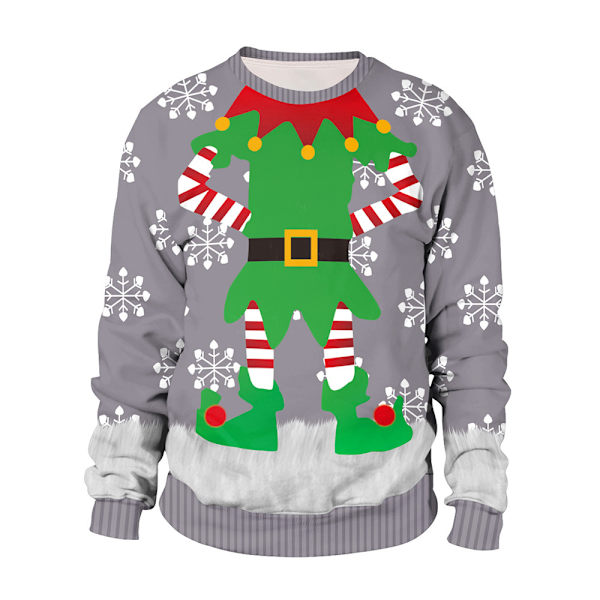 Ruma jouluneule hauska 3D-kuvioitu pitkähihainen pusero naisille ja miehille C 2XL