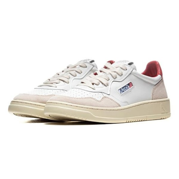 AUTRY 01 LÅG LÄDER OCH SKINN SNEAKER Grey White Red 41