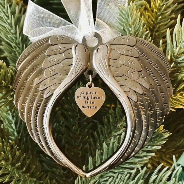 Xmas Tree Heart Shape fotoram hängande hänge änglavingar