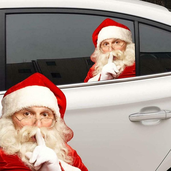 Bil fönster klistermärken julglas dekal jultomten prydnad A-Left