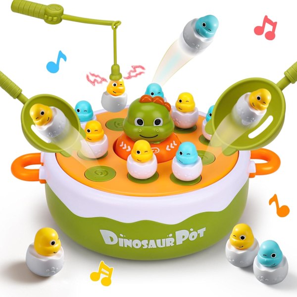 Dinosaurie Pop Up Brädspel för Barn Magnetisk Fiskekarusell Roterande Musikbil Pojke Flicka Present Familjespel 3-5 4-6 5-7 4-8