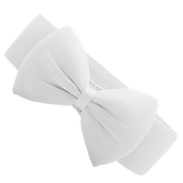 Dam Bow Midjebälte Stretch Spänne Rosett Midjeband Fest White