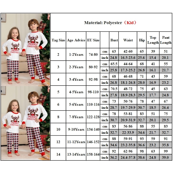 Familjematchande pyjamas för barn, spädbarn, jul, julgran, vuxna nattkläder, pyjamas, pyjamasuppsättning, nattkläder Kids 3-4Years