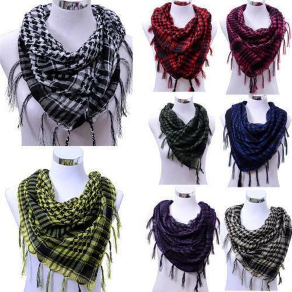 Unisex Vinter KeffIyeh Arabisk Tørklæde Hær Hals Wrap Sjal Tørklæder Grå