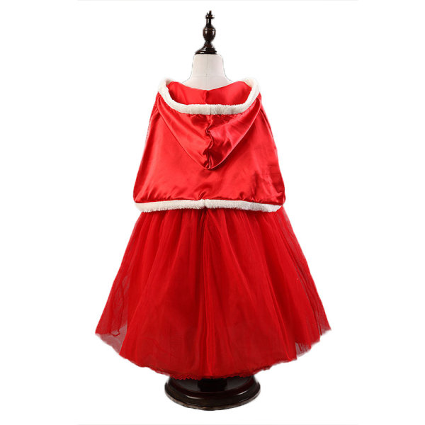 Kids Girl Frozen Fancy Dress Halloween Cosplay Kostym med Cape red 130cm