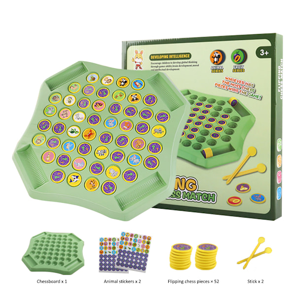Fruit Flip -shakkimuistipeli, muistishakkipeli aktiviteetteihin, eläinaiheinen Flip Matching -shakkilauta, Flip to Win -matkamuistipeli Animal