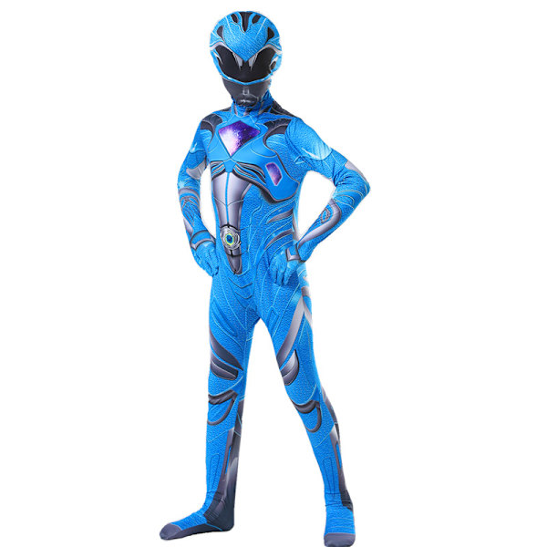 Barn Power Rangers Cosplay Jumpsuit Party Fancy Kostym Scenföreställning Klä Upp Blue 130cm