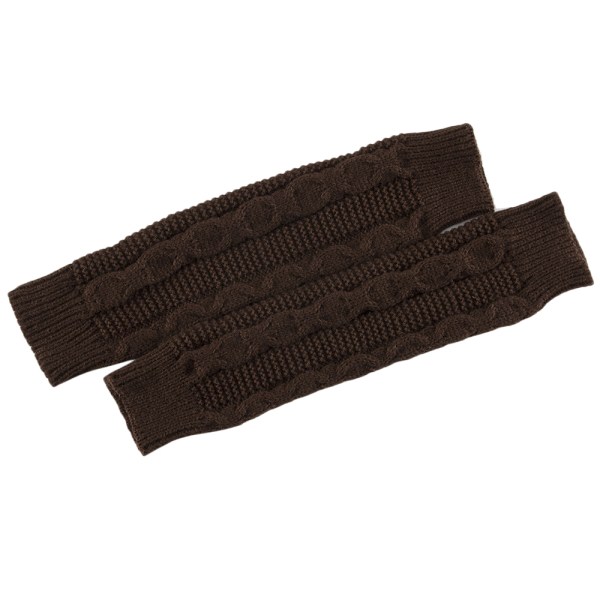 Stickade vantar för kvinnor Armvärmare Fingerless Stretchy Handskar Coffee