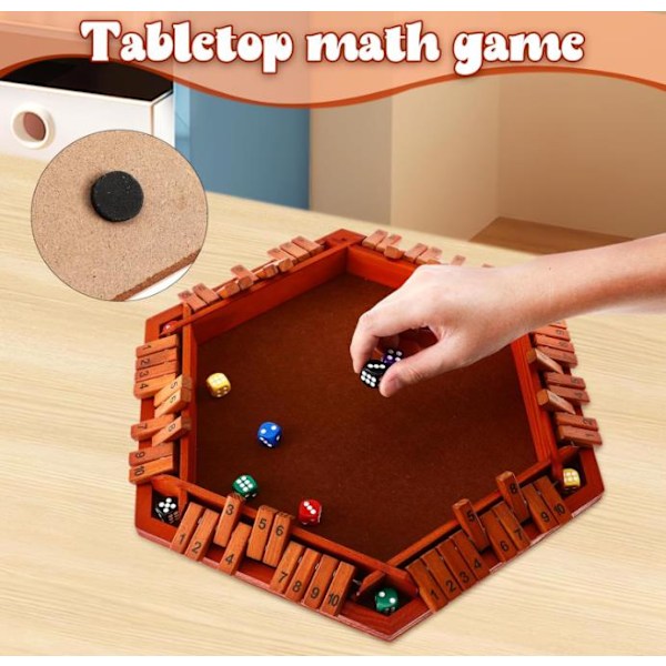 Shut The Box Tärningsspel för 1-6 Spelare Träbräde Bordsspel Matematikspel Bordsspel Klassiskt Resa Bärbar Klassrum