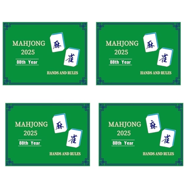 2025 Mahjong -kortit, 4 kpl viralliset standardikäsien säännöt Mah-Jongg -kortit vihreä 4PCS