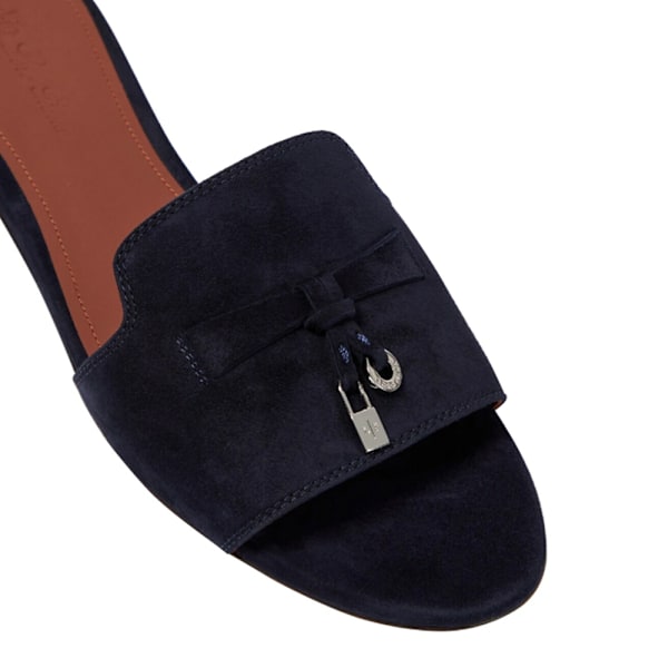 LORO PIANA Sommar Charm Suedetofflor Black 38