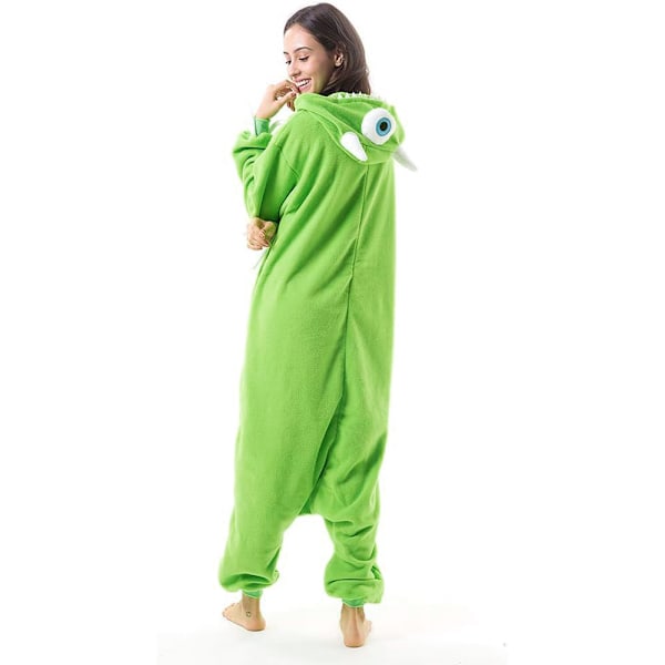 Unisex Julpyjamas för Vuxna, Onesie med Blixtlås och Huva, Plüsch Jumpsuit för Vuxna, En-Delad Sovkläder med Lång Ärm F S