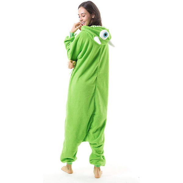Unisex Julpyjamas för Vuxna, Onesie med Blixtlås och Huva, Plüsch Jumpsuit för Vuxna, En-Delad Sovkläder med Lång Ärm F XL