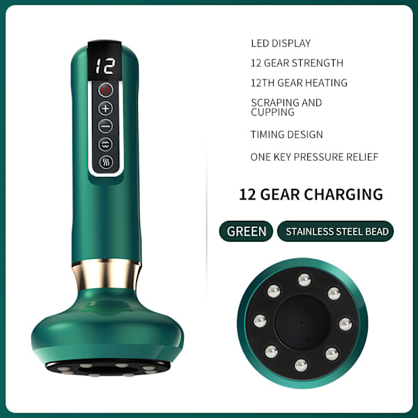 Handhållen Cellulitmassager, Kroppsskulpteringsmaskin, Laddningsbar & Sladdlös Anti-Cellulitmassager, Magfettmassager Green