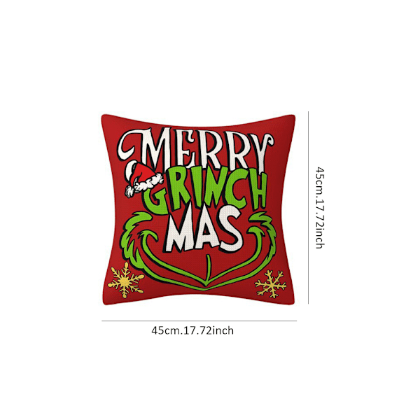 Grinch Juledekorasjon, Juleputetrekk Festivaldekorasjoner Putetrekk Sofa Linputetrekk Hjemmeinnredning Gaver 4 stk (45 x 45 cm) 4PCS