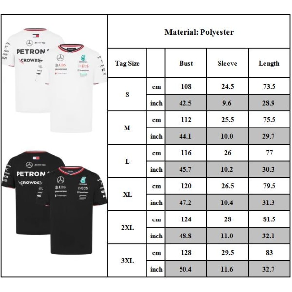 Herrarnas Racing Kortärmad T-shirt Sommar Casual Sport Tryckt T-shirt Toppar Black 2XL