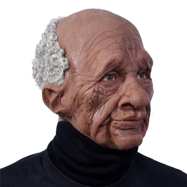 Halloween Mask Huvudbonad Gammal Äldre Mask Läskig Cosplay Leksak för Vuxna Halloween Dekorationer Halloween Kostymfest Cosplay för Unisex Grandpa