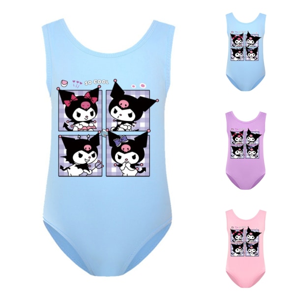 Kuromi Cartoon Barn Flickor Badkläder One Piece Bikini Beach Simning Surf Kostym Light Blue 130cm