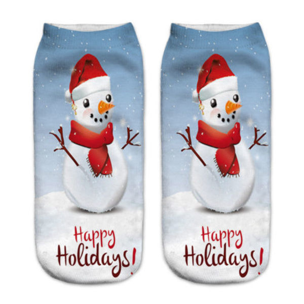 Jul Kvinnor Män Tomte Snögubbe Tryck Strumpor Jul Låga Ankelstrumpor Gray Snowman 1 Pair