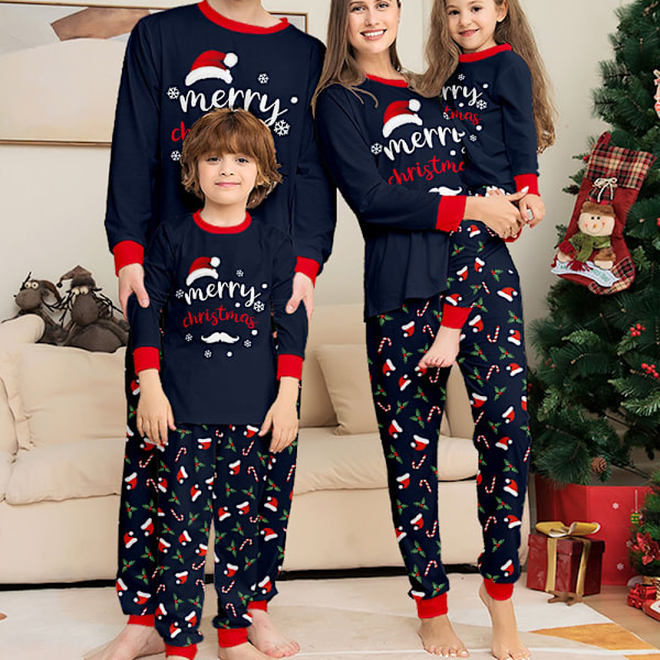 Julpyjamas för Familjen - Matchande Pyjamas med Tomteluva Tryck för Vuxna, Barn och Spädbarn - Nattkläder Men L