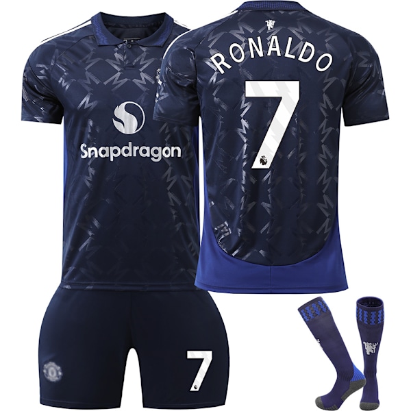 24-25 Red Devils Vieraspelipaita Lasten Jalkapallopaita Setti #7 RONALDO Jalkapalloasut 24