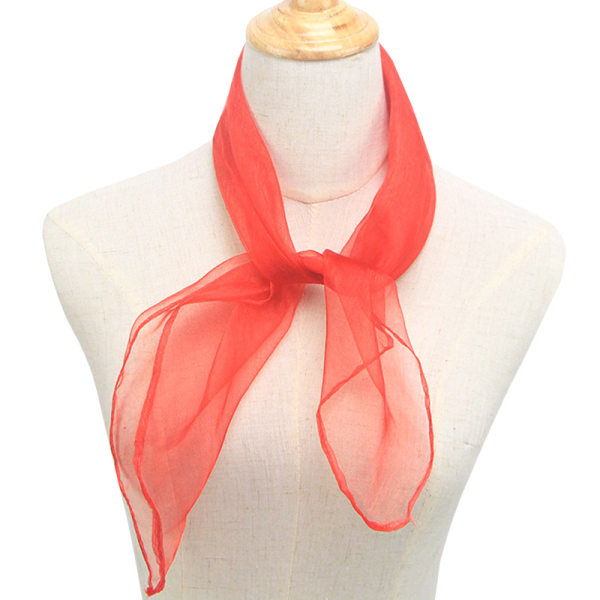 Damhals sidenscarf Transparent Elegant Wrap Shawl Party Leather Pink 60*60CM