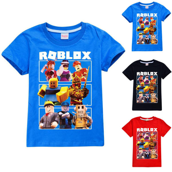 Roblox Print T-Shirt Barn Pojkar Flickor Kortärmade skjortor Sommar Toppar Tee Blus Black 160cm