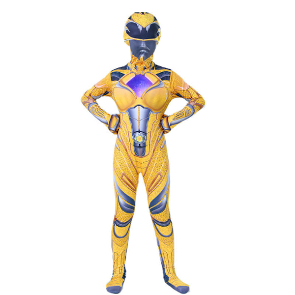 Barn Power Rangers Cosplay Jumpsuit Party Fancy Kostym Scenföreställning Klä Upp Yellow 140cm