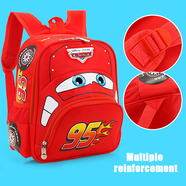 Disney Bilar Pojkar 3D Ryggsäck Barn McQueen Skolväska Red